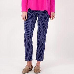Isaac Mizrahi Live! Knit Jacquard Straight Leg Ankle Pants - Dark Navy